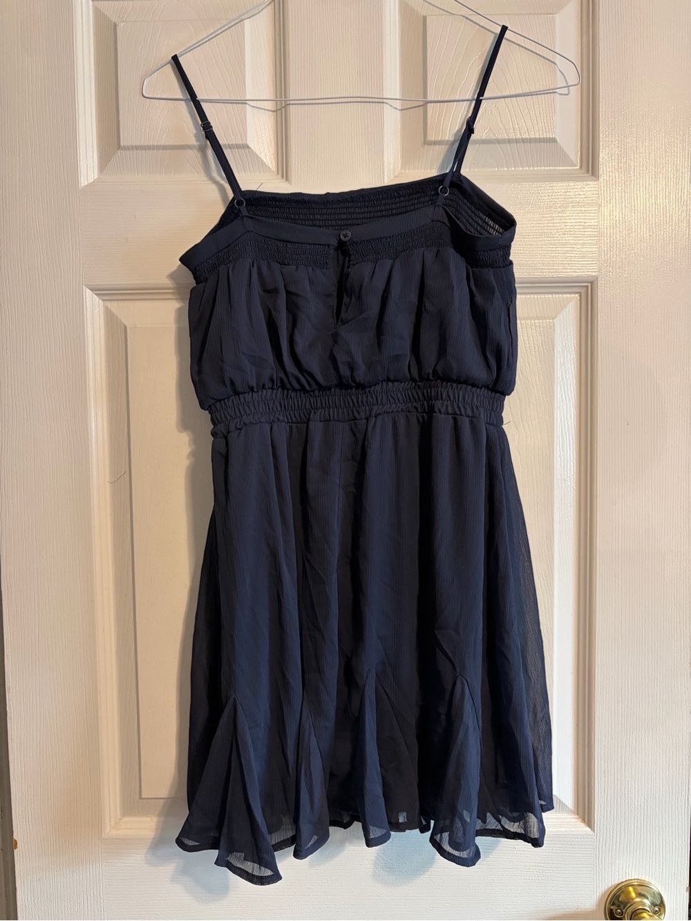 MI AMI Francesca’s Navy Blue Chiffon Smocked Mini Sundress Spaghetti Strap S - Picture 7 of 9